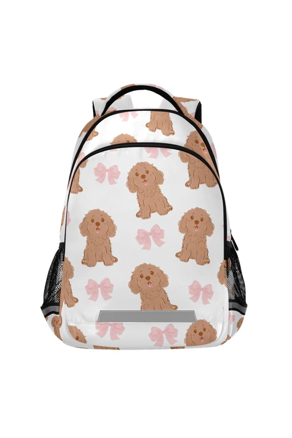 Puppy Dog Bow Pattern Backpack Elementary School Bags Student Bookbag Travel Rucksack