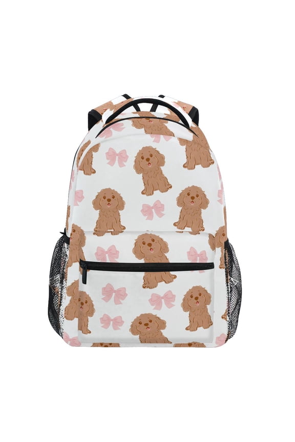 Puppy Dog Bow Pattern School Backpack Elementary Bookbag Laptop Bags Travel Daypack