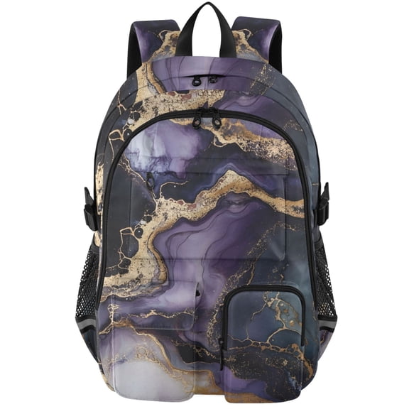 ALAZA Purple Black Marble Print Student Backpack School Bookbag Large Laptop Daypack Travel Bag