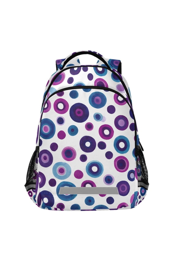 Purple Blue Circle Pattern Backpack Elementary School Bags Student Bookbag Travel Rucksack