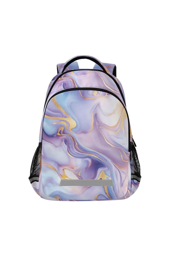 Purple Blue Marble Backpack Elementary School Bag Bookbag Travel Rucksack