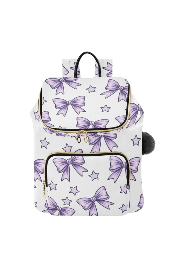 Purple Bow Stars Travel Backpack Laptop Bag Large Capacity Daypack