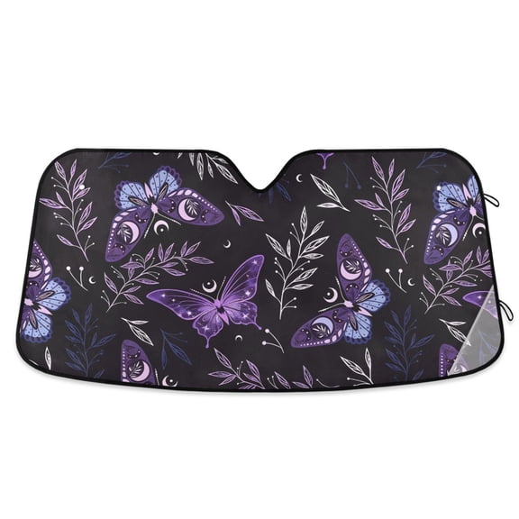 ALAZA Purple Butterfly Pattern Car Windshield Sun Shade Foldable UV Ray Sunshade Visor Protector 55 x 27.6in