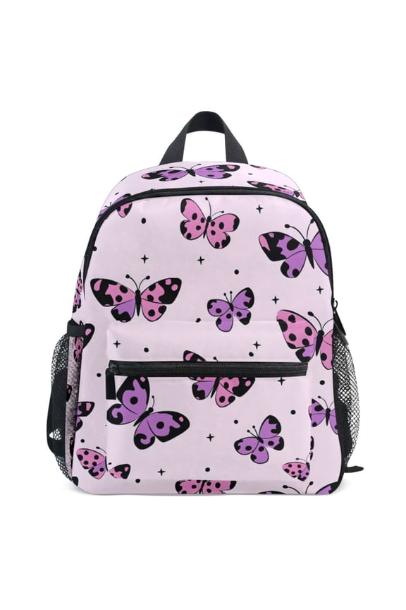Purple Butterfly Pattern School Backpack Student Bookbag Mini Bag