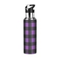 thumbnail image 1 of ALAZA Purple Checkered Grid Pattern Water Bottle Insulated Flask Stainless Steel Straw Lid 20 oz, 1 of 6