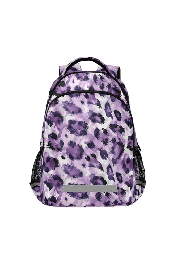 Purple Leopard Backpack Elementary School Bag Bookbag Travel Rucksack