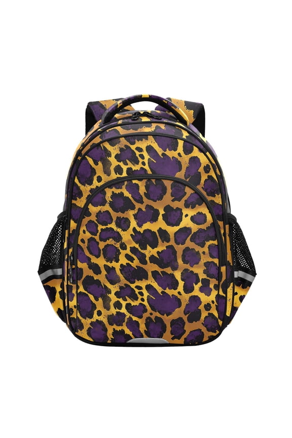 Purple Leopard School Backpack Elementary Bag Bookbag Travel Rucksack