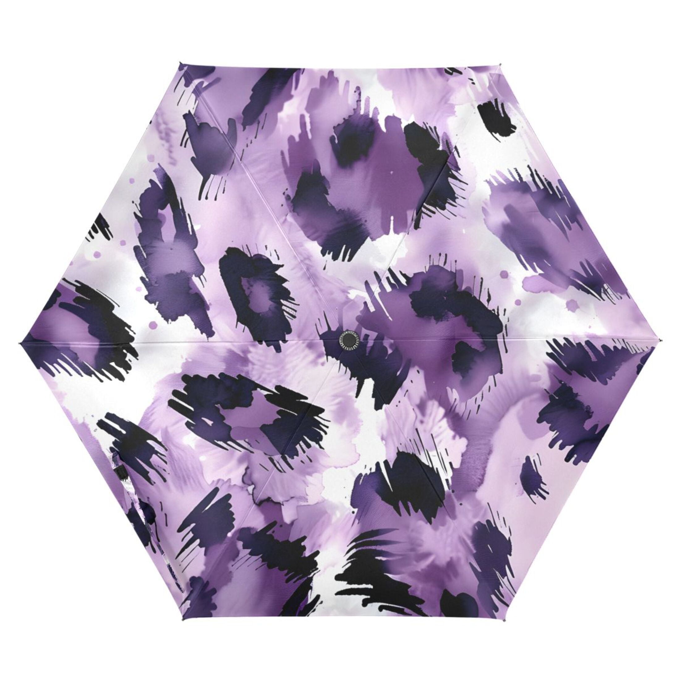 ALAZA Purple Leopard UPF 50+ Compact Folding Umbrella for Rain Travel Umbrella Packable