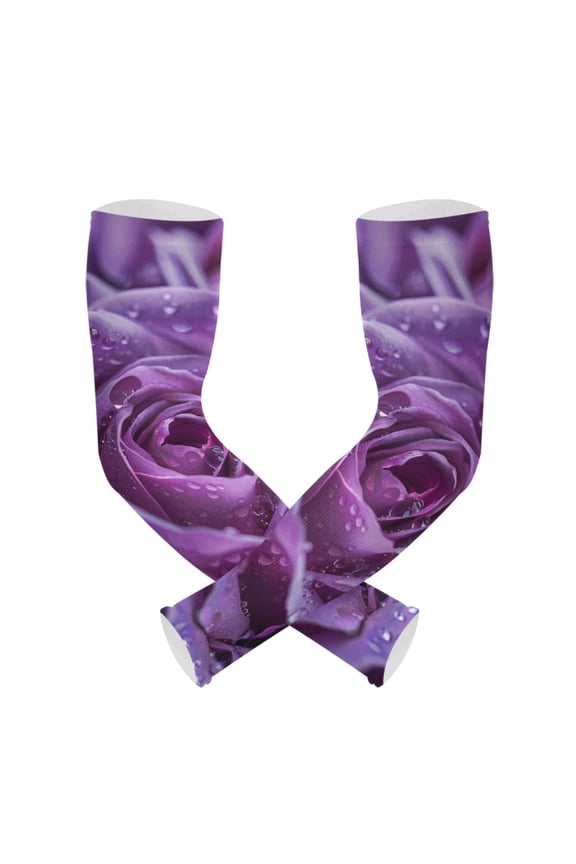 Purple Rose Flowers UV Sun Protection Arm Sleeves UPF 50+ Compression Cooling Sleeve 1 Pair