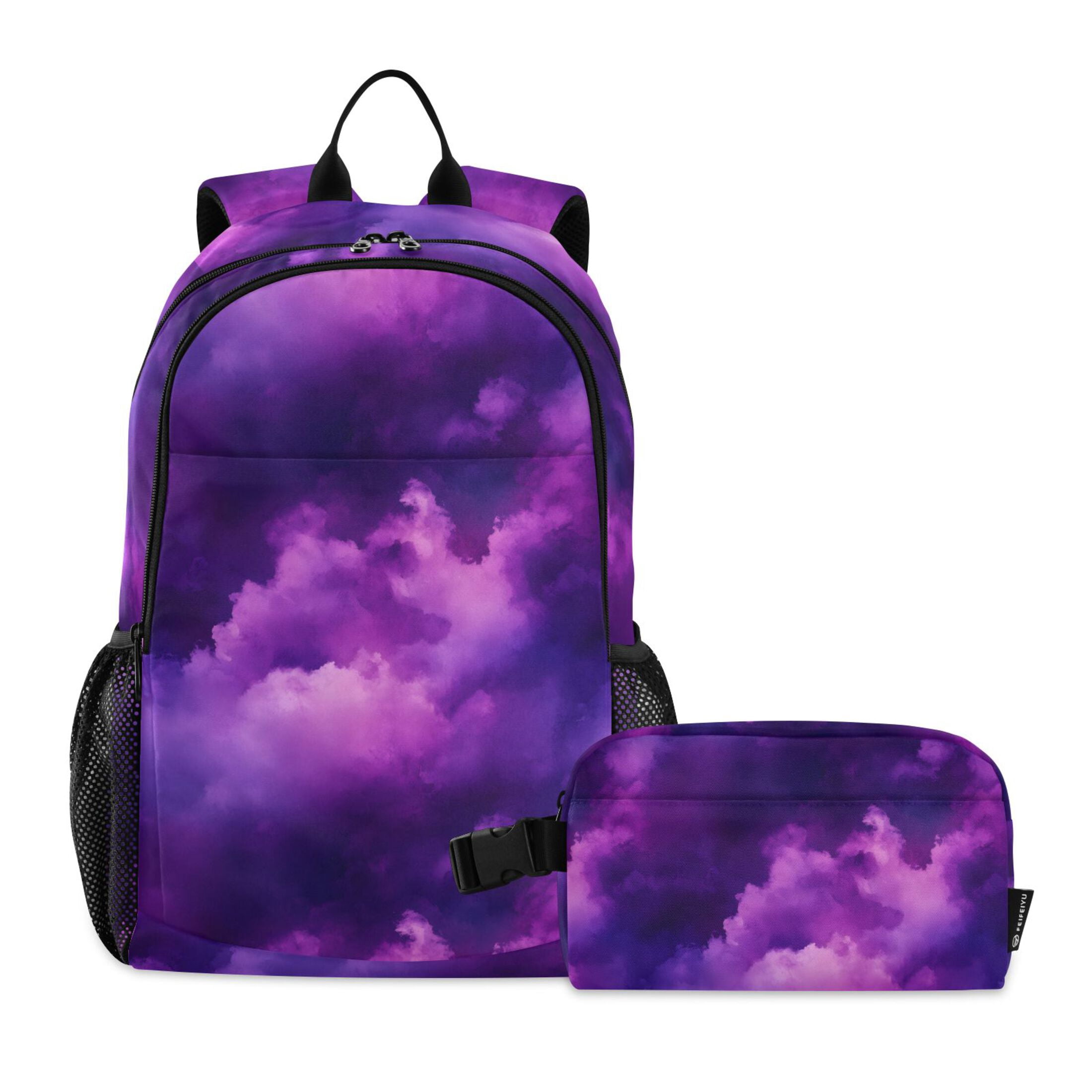 ALAZA Purple Tie Dye School Backpack Lunch Box Set Student Bookbag ...