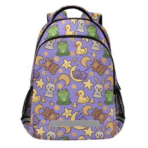 ALAZA Rabbit Frog Bears Lifestyle Pattern Backpack Elementary School Bags Student Bookbag Travel Rucksack