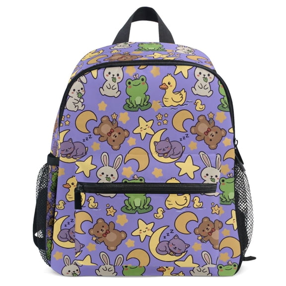 ALAZA Rabbit Frog Bears Lifestyle Pattern School Backpack Student Bookbag Mini Bag