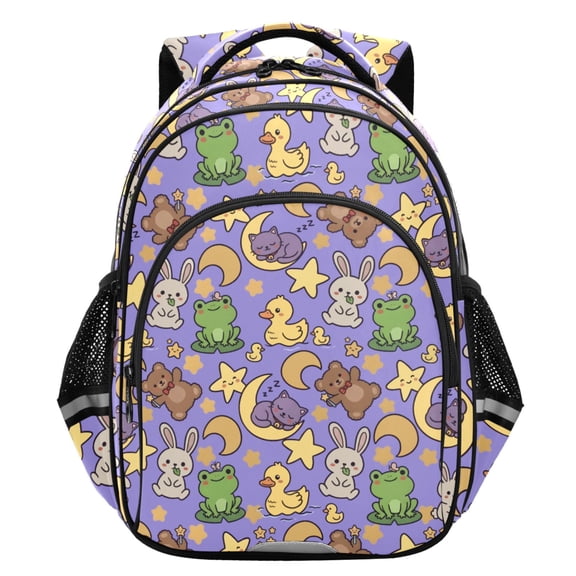 ALAZA Rabbit Frog Bears Lifestyle School Backpack Elementary Bag Student Bookbag Travel Rucksack