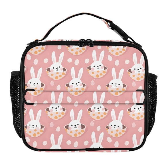 ALAZA Rabbit and Egg Lunch Box Insulated Lunch Bag Cooler Tote with Shoulder Strap