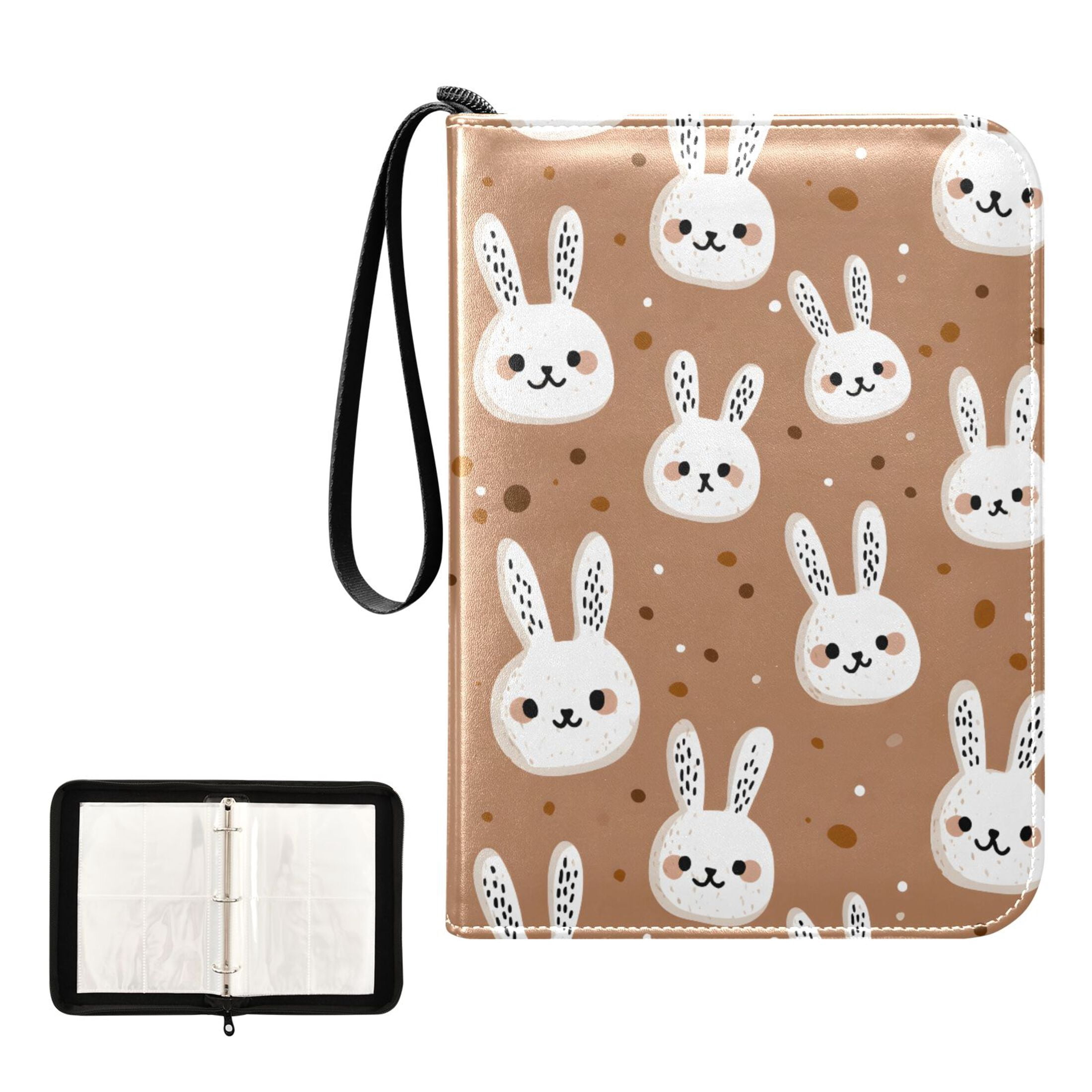 ALAZA Rabbits Polka Dots Trading Card Binder 4 Pocket Cards Collection ...