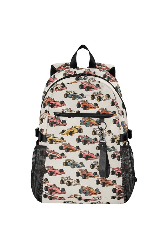 Racing Cars Pattern School Backpack Travel Laptop Bag College Bookbag Casual Daypack for Women Men