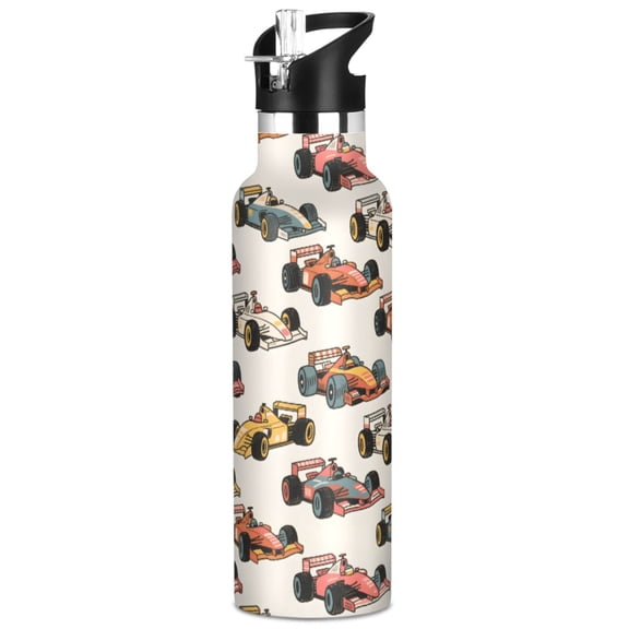 ALAZA Racing Cars Pattern Stainless Steel Water Bottle Vacuum Insulated Leak-Proof Tumbler with Straw Handle 20oz