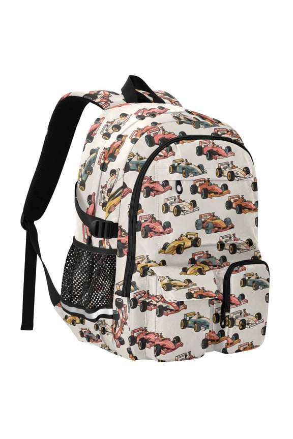Racing Cars Print Student Backpack School Bookbag Large Laptop Daypack Travel Bag