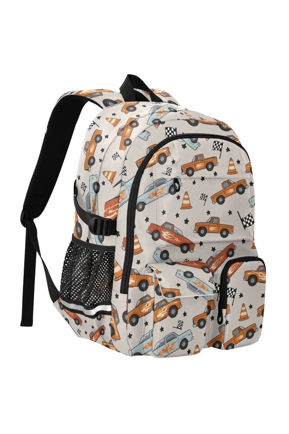 Racing Truck Car Print Student Backpack School Bookbag Large Laptop Daypack Travel Bag