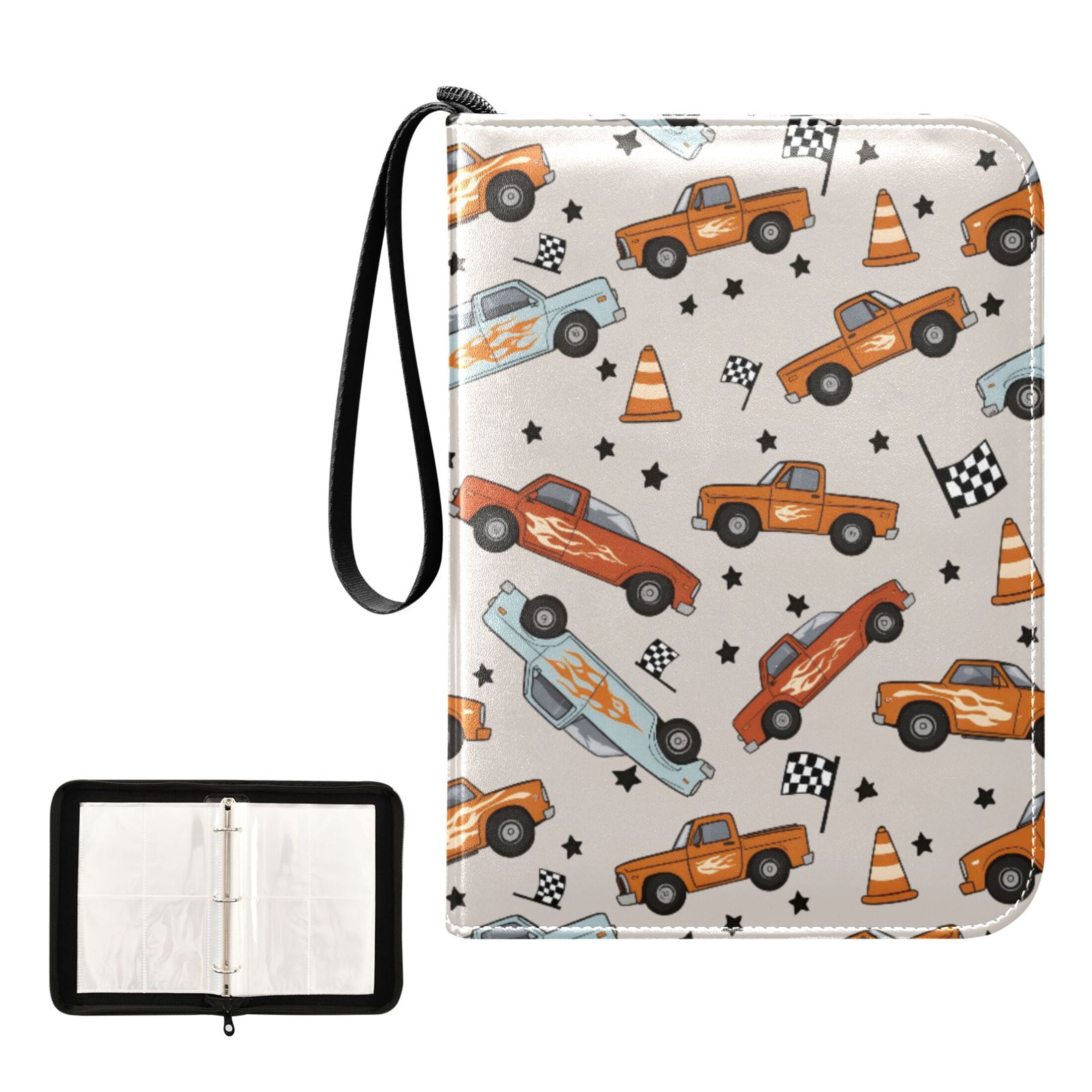 File Folder Racing Cars ALAZA Racing Truck Car Trading Card Binder 4 Pocket Cards Collection ...
