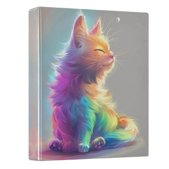 ALAZA Rainbow Cat Kitten 3 Ring Binder 1.5 Inch Three Ring Office Binders w/ clipboard & 3 pockets, Hold 200 Sheets, 1 pc