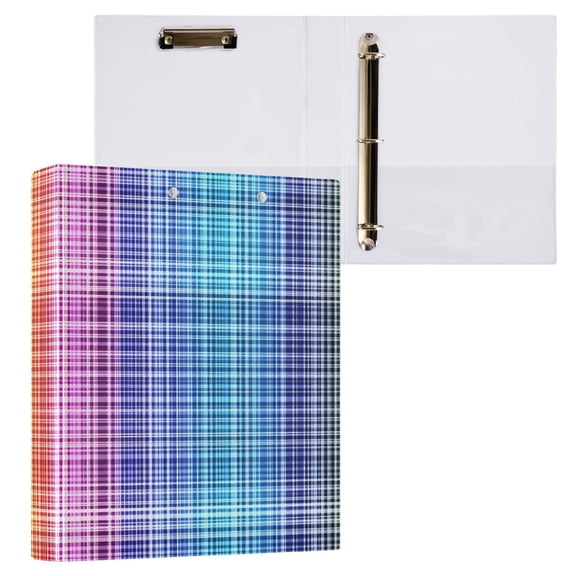 ALAZA Rainbow Checkered Hardcover 3 Ring Binder 1.5" Round Rings Interior Pockets Binders Organizer 1 Pack