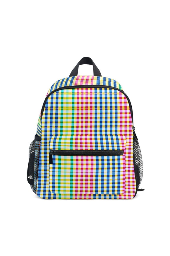 Rainbow Checkered School Backpack Small Bookbag Mini Bags