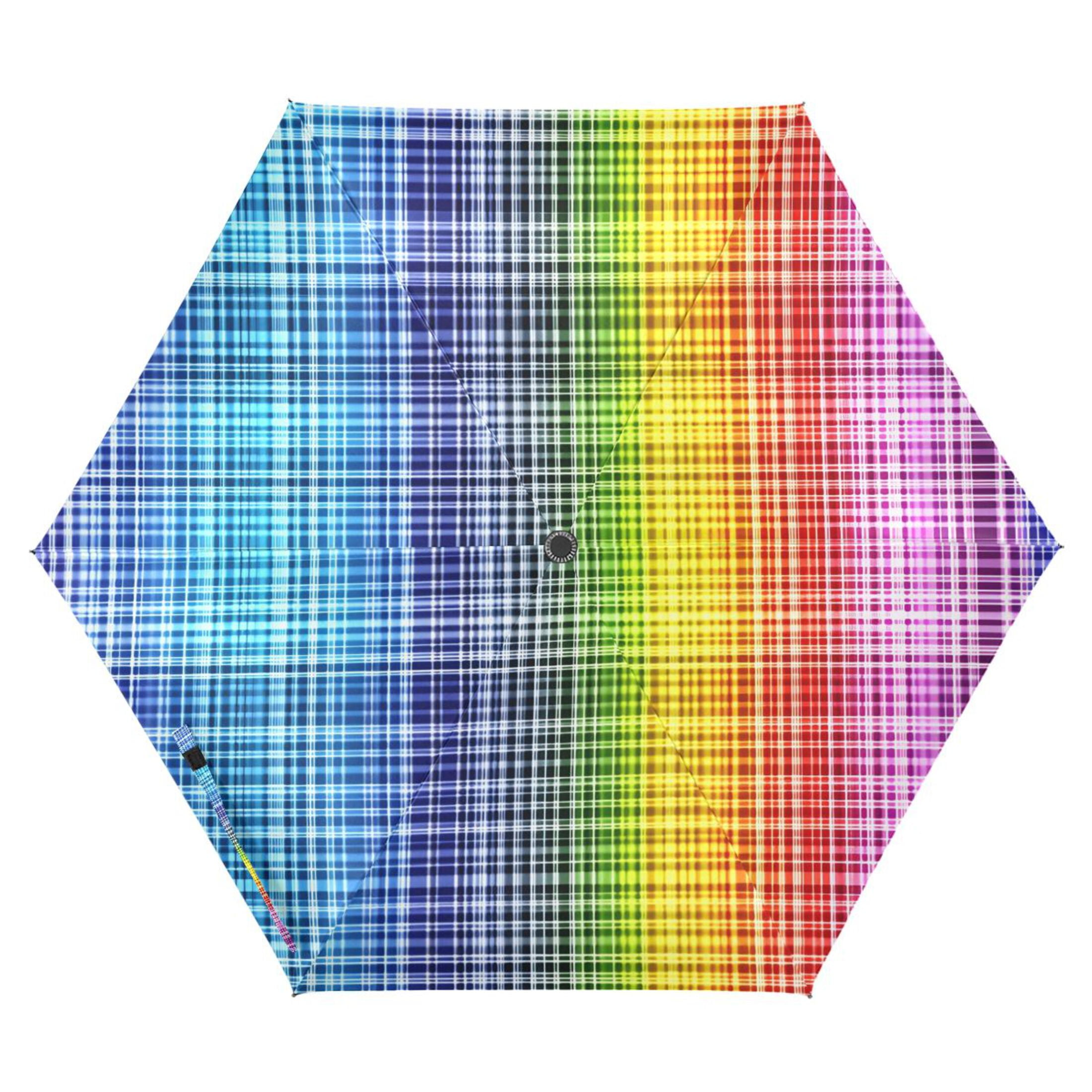 ALAZA Rainbow Checkered UPF 50+ Compact Folding Umbrella for Rain Travel Umbrella Packable