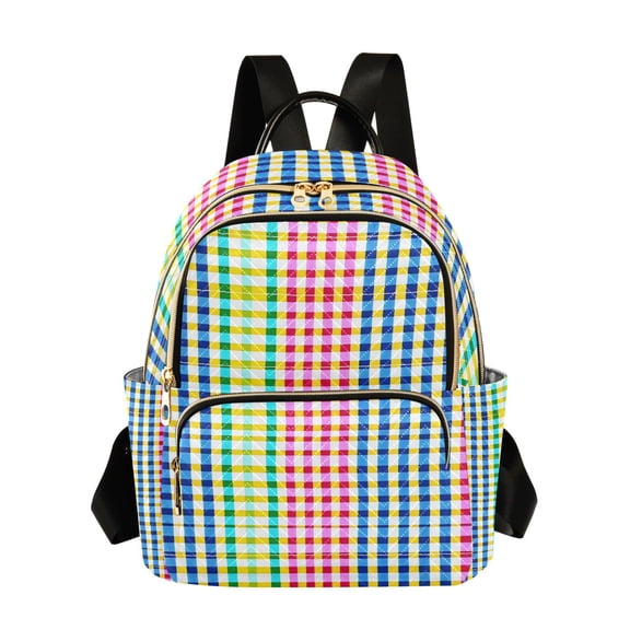 ALAZA Rainbow Checkered Womens Travel Laptop Backpack Large Daypack Ladies Shoulder Bags S