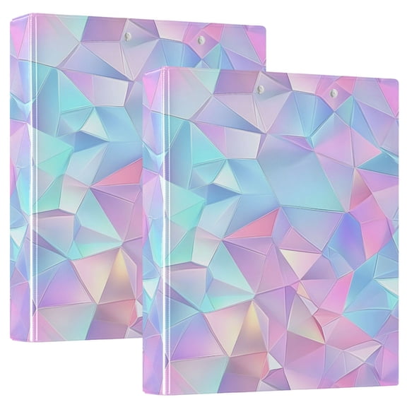 ALAZA Rainbow Geometric Hardcover 3 Ring Binder 1.5" D-Rings with Interior Pockets Binders School 2 PCs