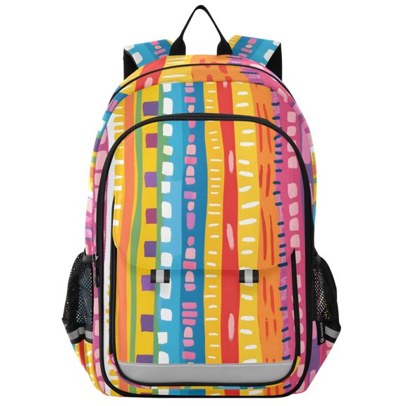 ALAZA Rainbow Geometric Lines Hand Drawn Flat Cartoon Style Laptop Backpack Purse Travel Bag Casual School Bookbag Rucksack for Women Men