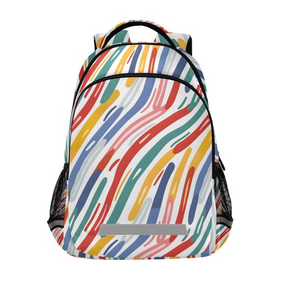 ALAZA Rainbow Geometric Stripes Lines Backpack Elementary School Bag Bookbag Travel Rucksack