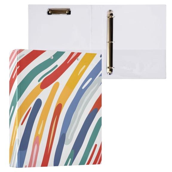 ALAZA Rainbow Geometric Stripes Lines Hardcover 3 Ring Binder 1.5" Round Rings Interior Pockets Binders Organizer 1 Pack