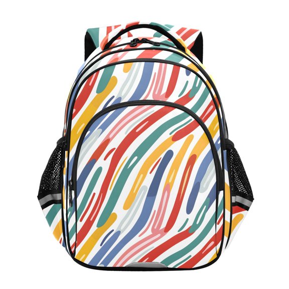 ALAZA Rainbow Geometric Stripes Lines School Backpack Elementary Bag Bookbag Travel Rucksack