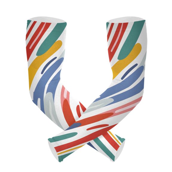 ALAZA Rainbow Geometric Stripes Lines UV Sun Protection Arm Sleeves UPF 50+ Compression Cooling Sleeve 1 Pair