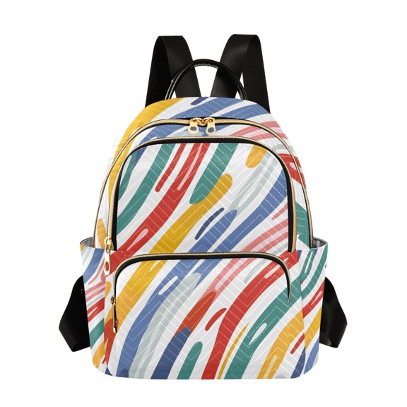 ALAZA Rainbow Geometric Stripes Lines Womens Travel Laptop Backpack Large Daypack Ladies Shoulder Bags M