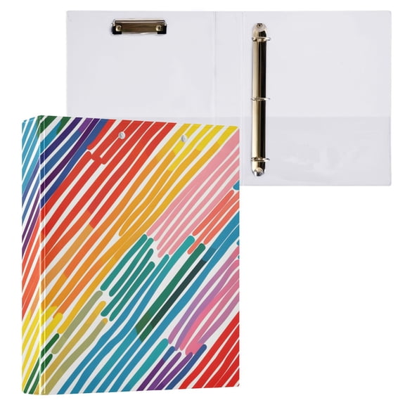 ALAZA Rainbow Geometric Stripes Print Hardcover 3 Ring Binder 1.5" Round Rings Interior Pockets Binders Organizer 1 Pack