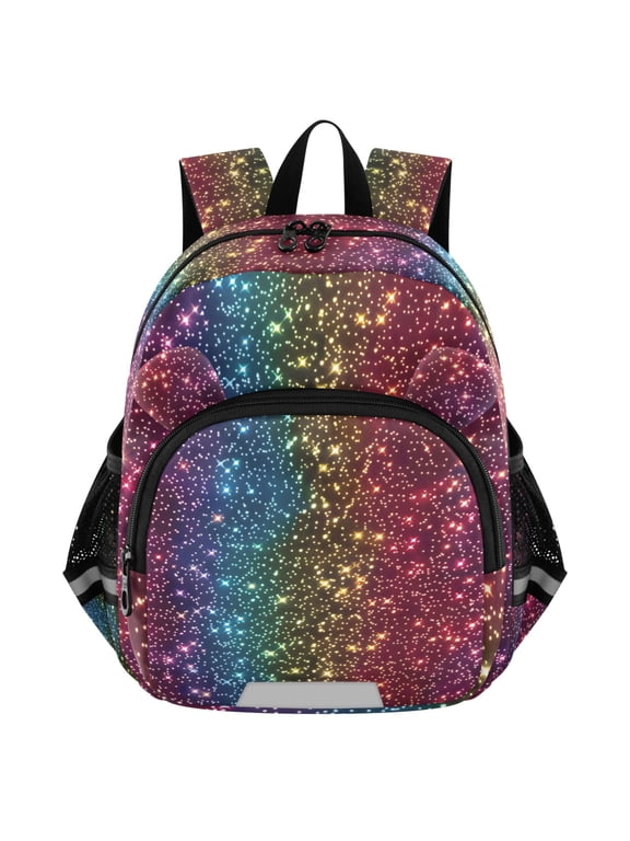 Rainbow Glitter Mini Backpack School Bookbag Age 3-7 Medium