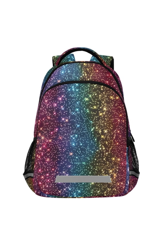 Rainbow Glitter Pattern Backpack Elementary School Bags Student Bookbag Travel Rucksack