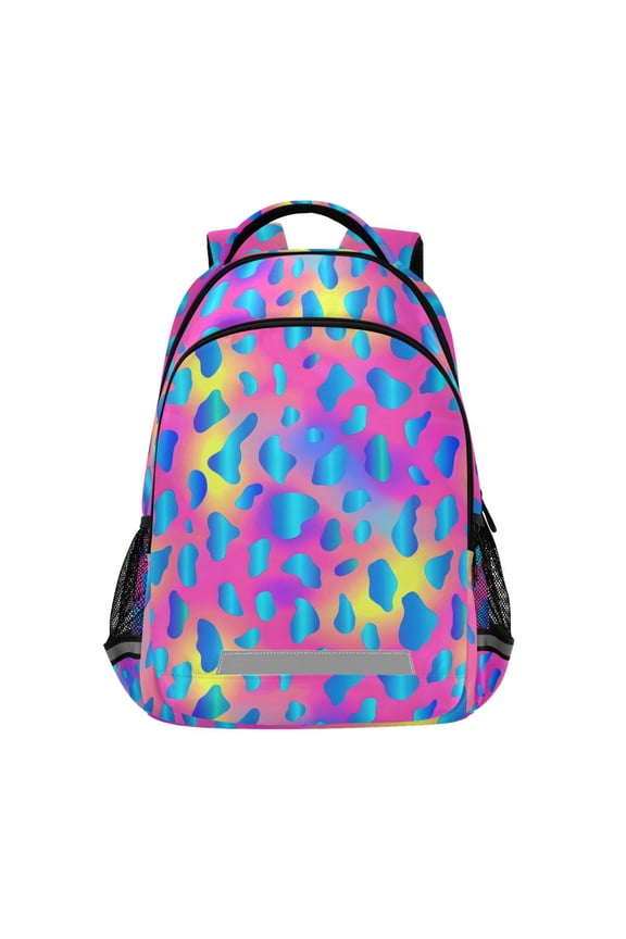 Rainbow Leopard Backpack Elementary School Bag Bookbag Travel Rucksack