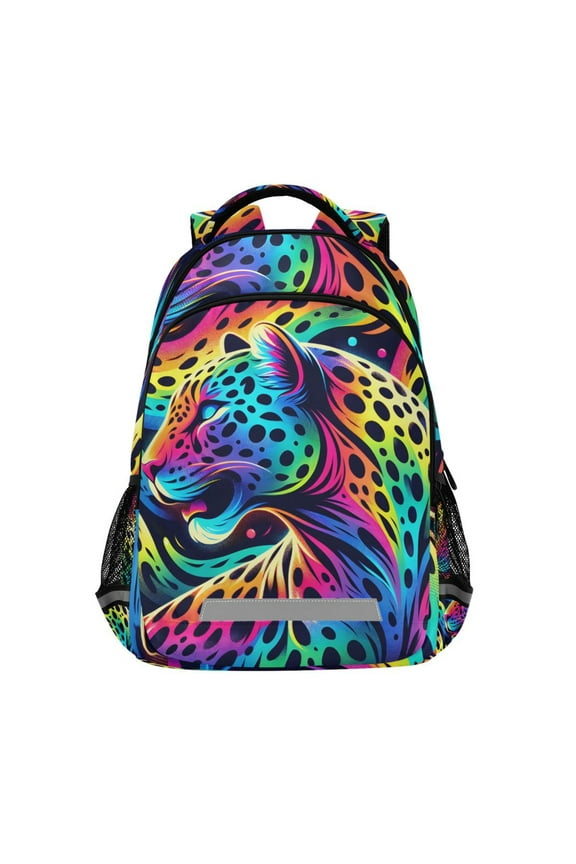 Rainbow Leopard Backpack Elementary School Bag Bookbag Travel Rucksack