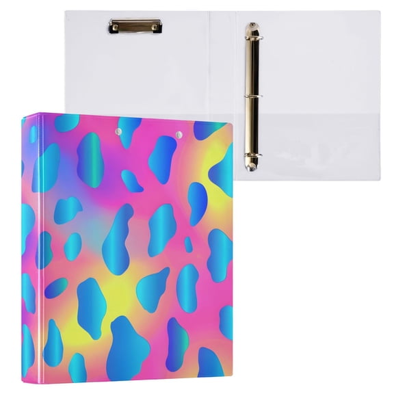 ALAZA Rainbow Leopard Hardcover 3 Ring Binder 1.5" Round Rings Interior Pockets Binders Organizer 1 Pack