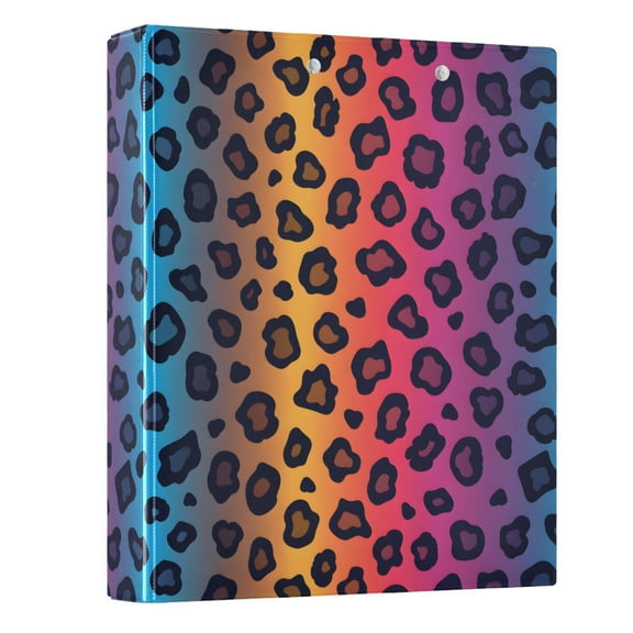 ALAZA Rainbow Leopard Print Pattern 3 Ring Binder 1.5 Inch Three Ring Office Binders w/ clipboard & 3 pockets, Hold 200 Sheets, 1 pc