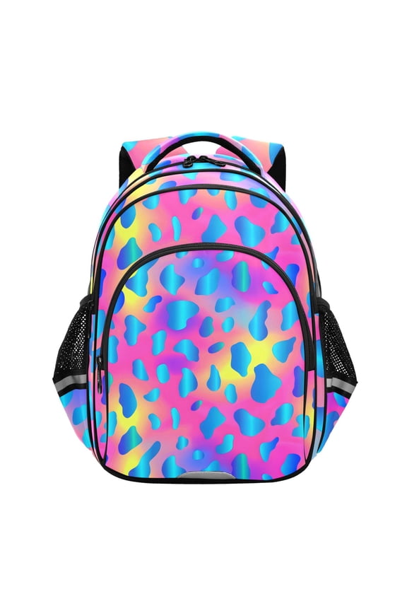 Rainbow Leopard School Backpack Elementary Bag Bookbag Travel Rucksack