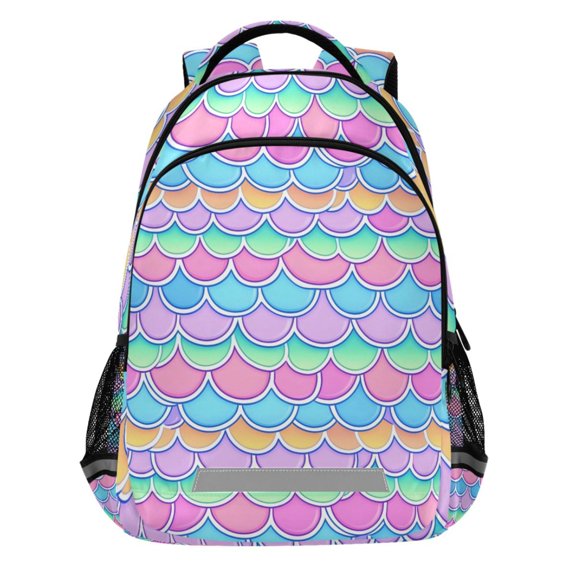 ALAZA Rainbow Mermaid Scales Pattern Backpack Elementary School Bags Student Bookbag Travel Rucksack