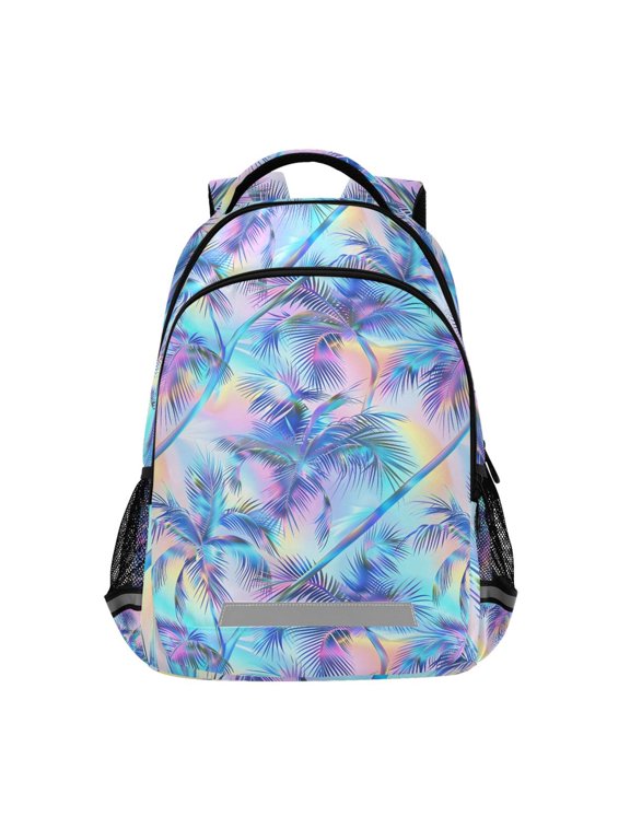 Rainbow Pattern Plam Trees Backpack Elementary School Bag Bookbag Travel Rucksack