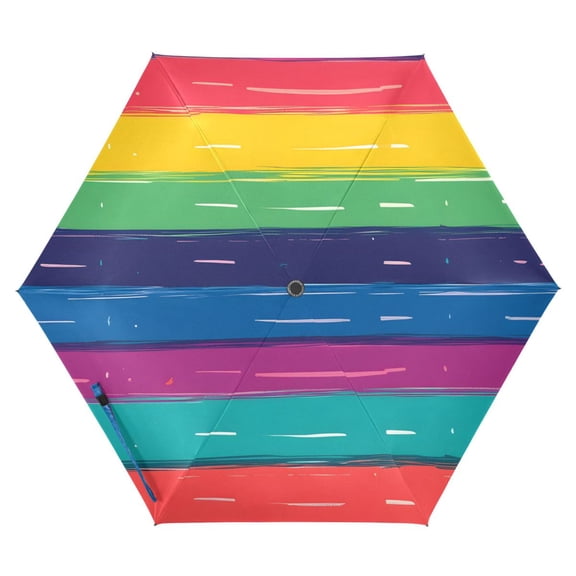 ALAZA Rainbow Stripes Pattern UPF 50+ Compact Folding Umbrella for Rain Travel Umbrella Packable