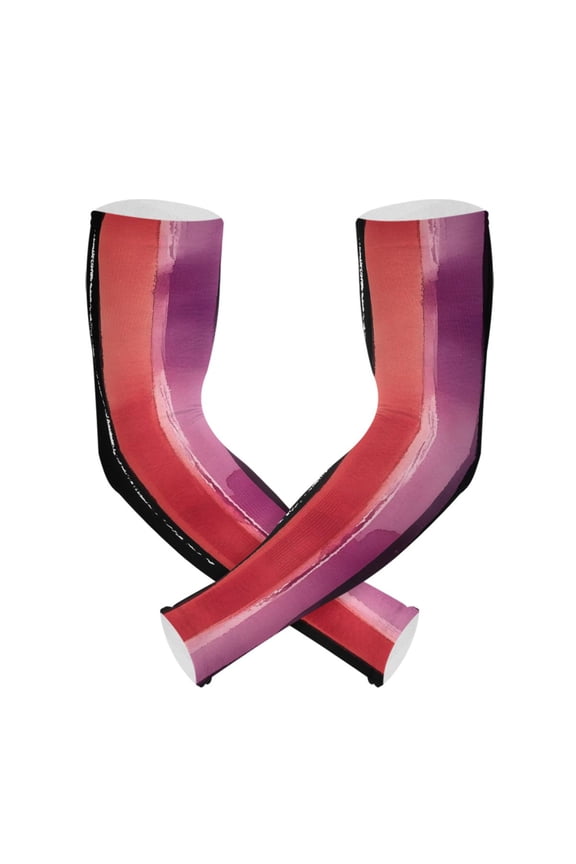 Rainbow Stripes Pattern UV Sun Protection Arm Sleeves UPF 50+ Compression Cooling Sleeve 1 Pair