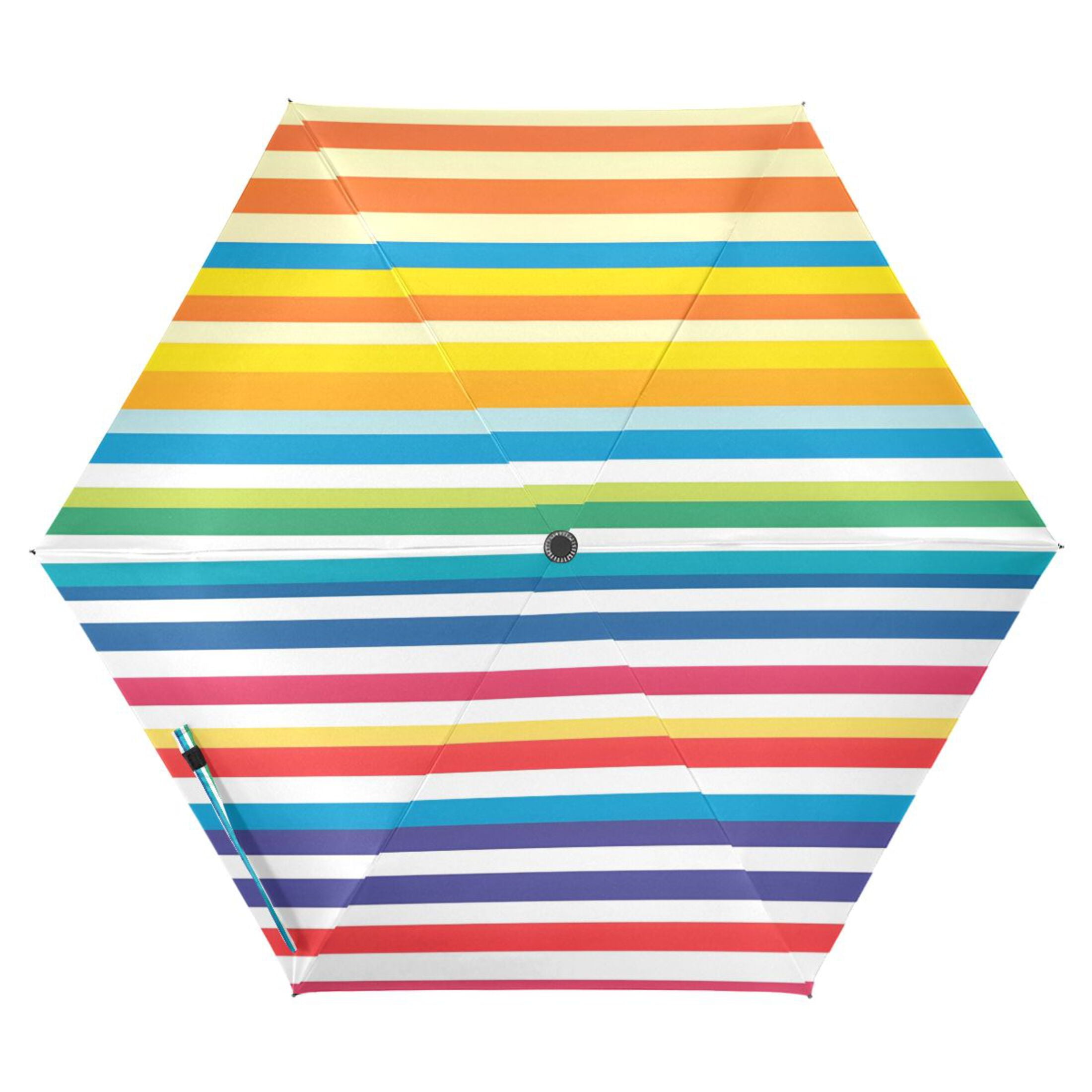 ALAZA Rainbow Stripes UPF 50+ Compact Folding Umbrella for Rain Travel Umbrella Packable