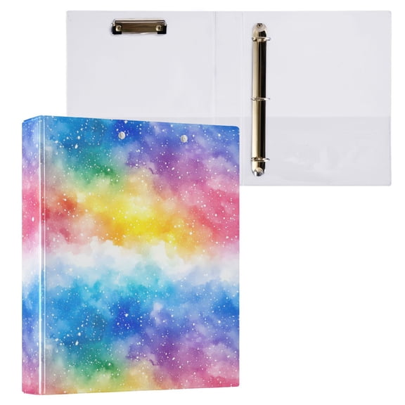 ALAZA Rainbow Tie Dye Hardcover 3 Ring Binder 1.5" D-Rings with Interior Pockets Binders School 1 PC